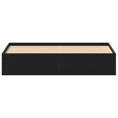 Bed Frame without Mattress Black Oak 200x200 cm Engineered Wood