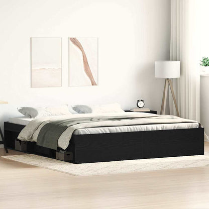 Bed Frame without Mattress Black Oak 200x200 cm Engineered Wood