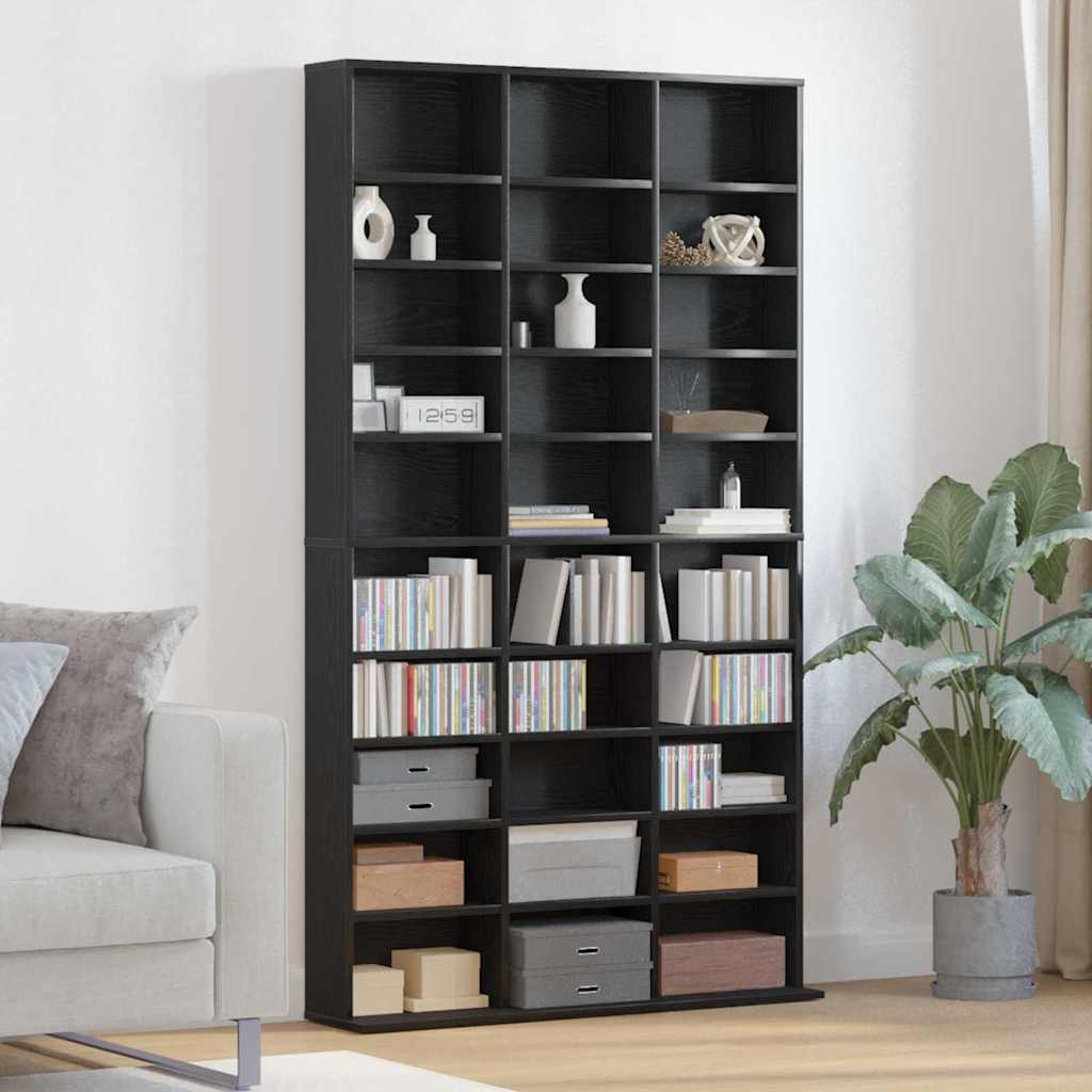 CD Cabinet Black Oak 101 x 23 x 177.5 cm Engineered Wood