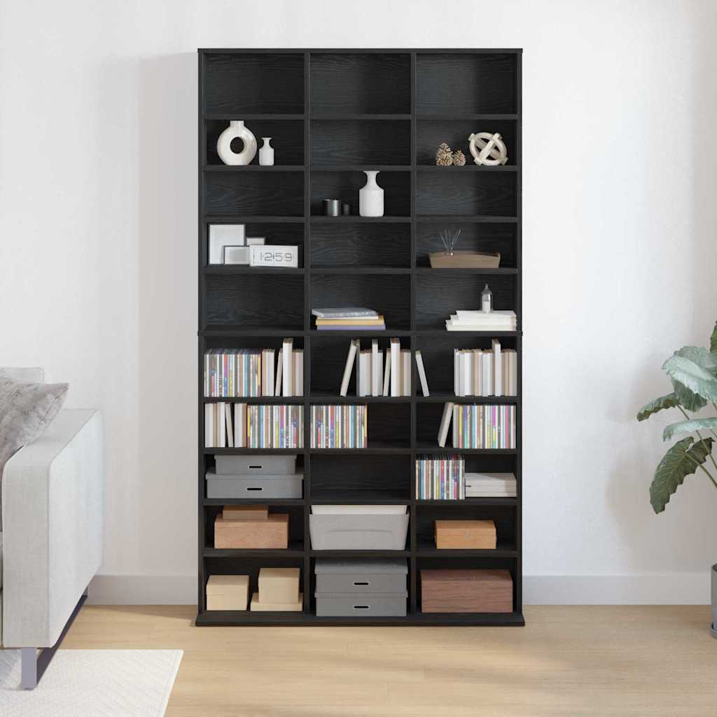 CD Cabinet Black Oak 101 x 23 x 177.5 cm Engineered Wood