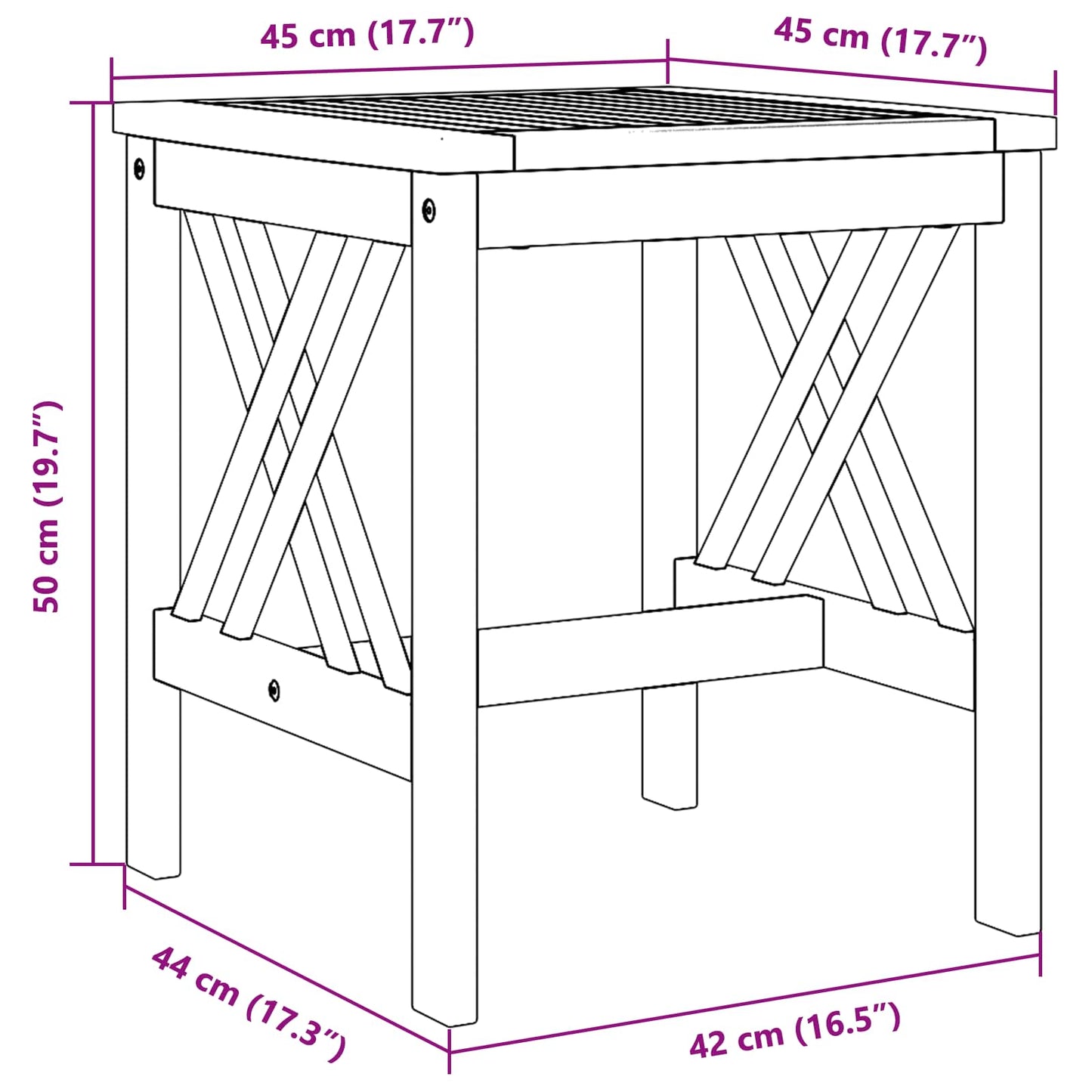 Side Table Brown Solid Acacia wood