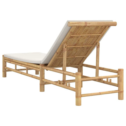 Sun Lounger with Cushions 55x199x30 cm Bamboo