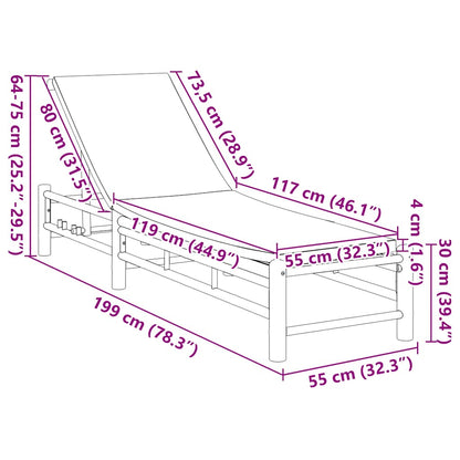 Sun Lounger with Cushions 55x199x30 cm Bamboo