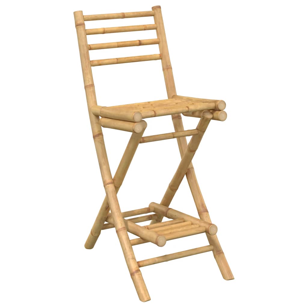Outdoor Bar Stools with Footrests 2 pcs Foldable Bamboo