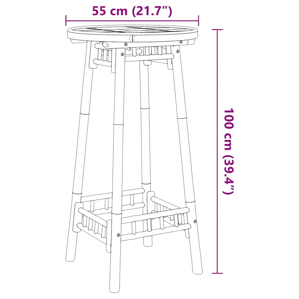 Outdoor Bar Table Round Ø55x100 cm Bamboo