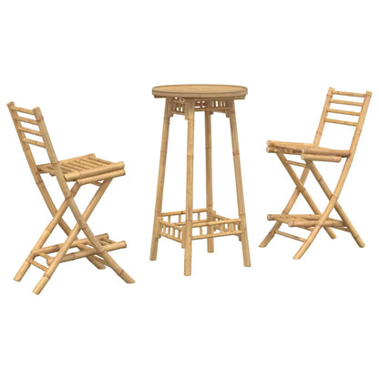 3 Piece Outdoor Bar Set Foldable Bamboo