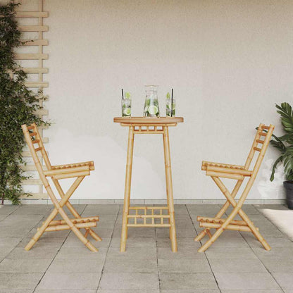 3 Piece Outdoor Bar Set Foldable Bamboo