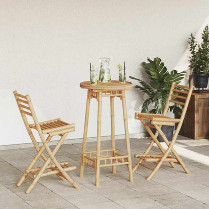3 Piece Outdoor Bar Set Foldable Bamboo