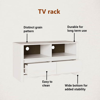 TV Cabinet Drammen White 99 x 43 x 55 cm Solid Pine wood