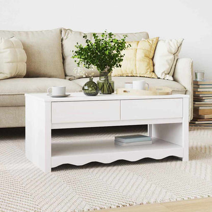 Coffee Table Drammen White 99 x 55 x 45 cm Solid Pine Wood