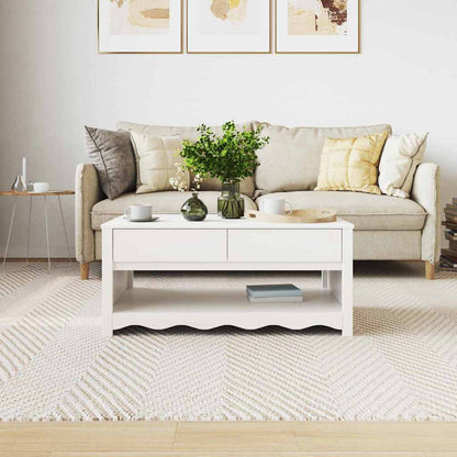 Coffee Table Drammen White 99 x 55 x 45 cm Solid Pine Wood