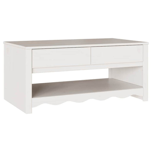 Coffee Table Drammen White 99 x 55 x 45 cm Solid Pine Wood