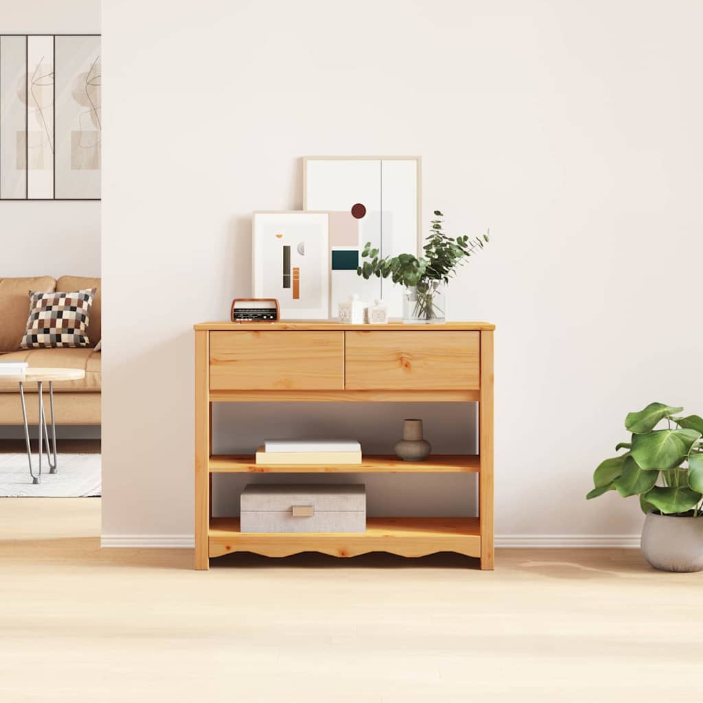 Console Table Drammen Oak 89.5 x 37 x 73 cm Solid Pine Wood