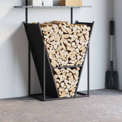 Firewood Rack Black 69.5x35x81 cm Cold-rolled steel
