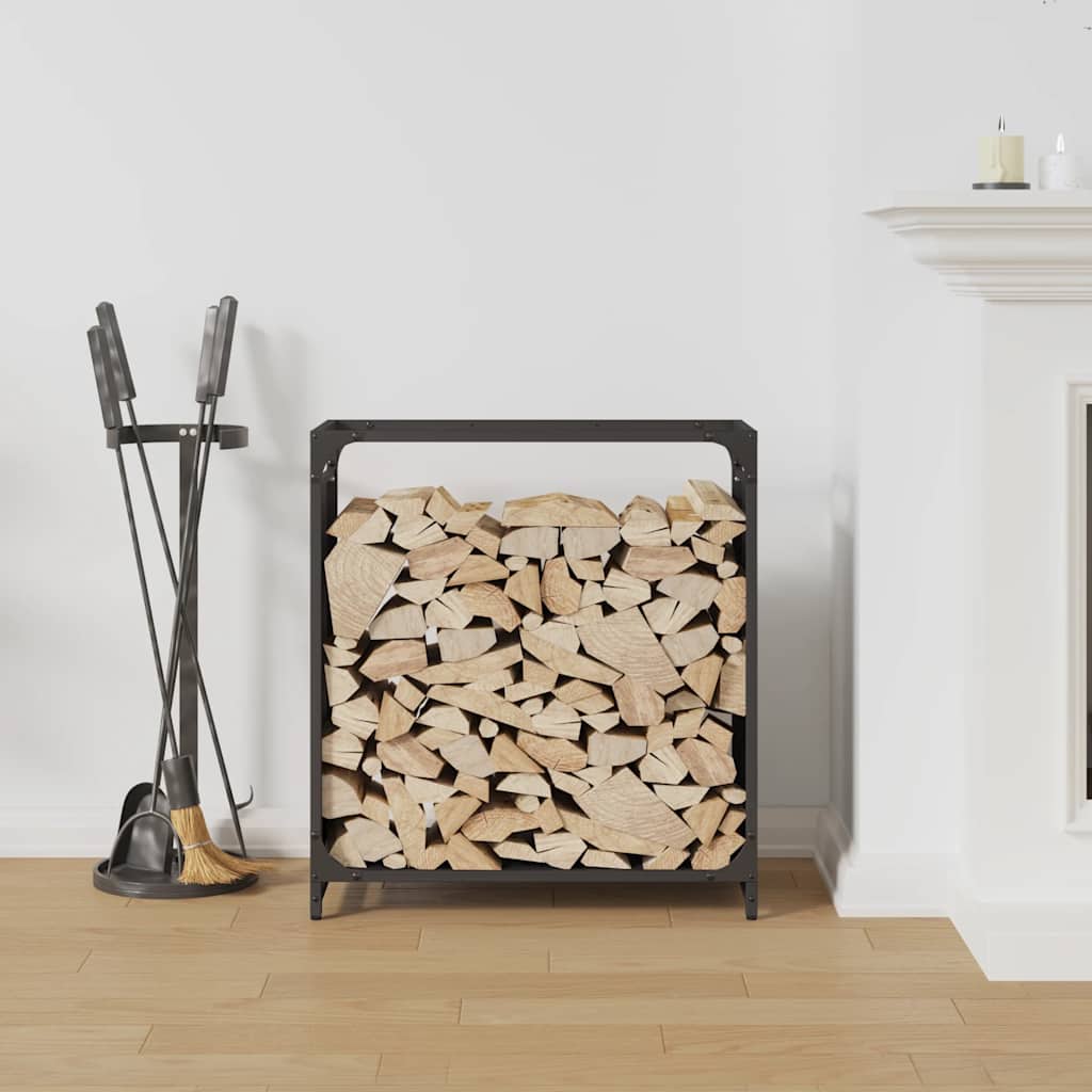 Firewood Rack Black 60x28x65 cm Cold-rolled steel