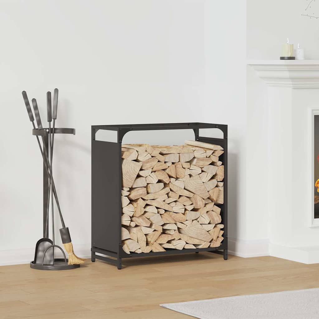 Firewood Rack Black 60x28x65 cm Cold-rolled steel