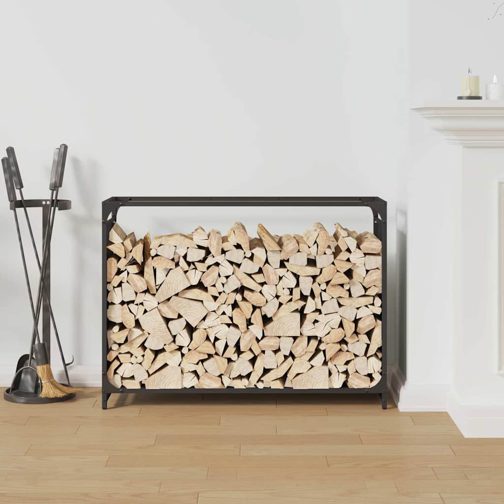 Firewood Rack Black 90x28x65 cm Cold-rolled steel