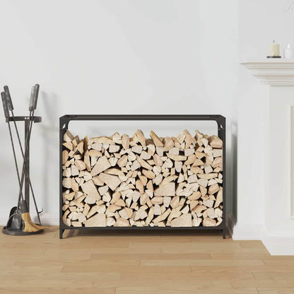 Firewood Rack Black 90x28x65 cm Cold-rolled steel