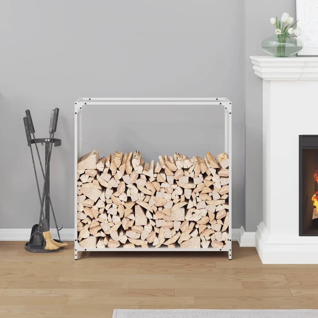Firewood Rack White 90x28x90 cm Cold-rolled steel