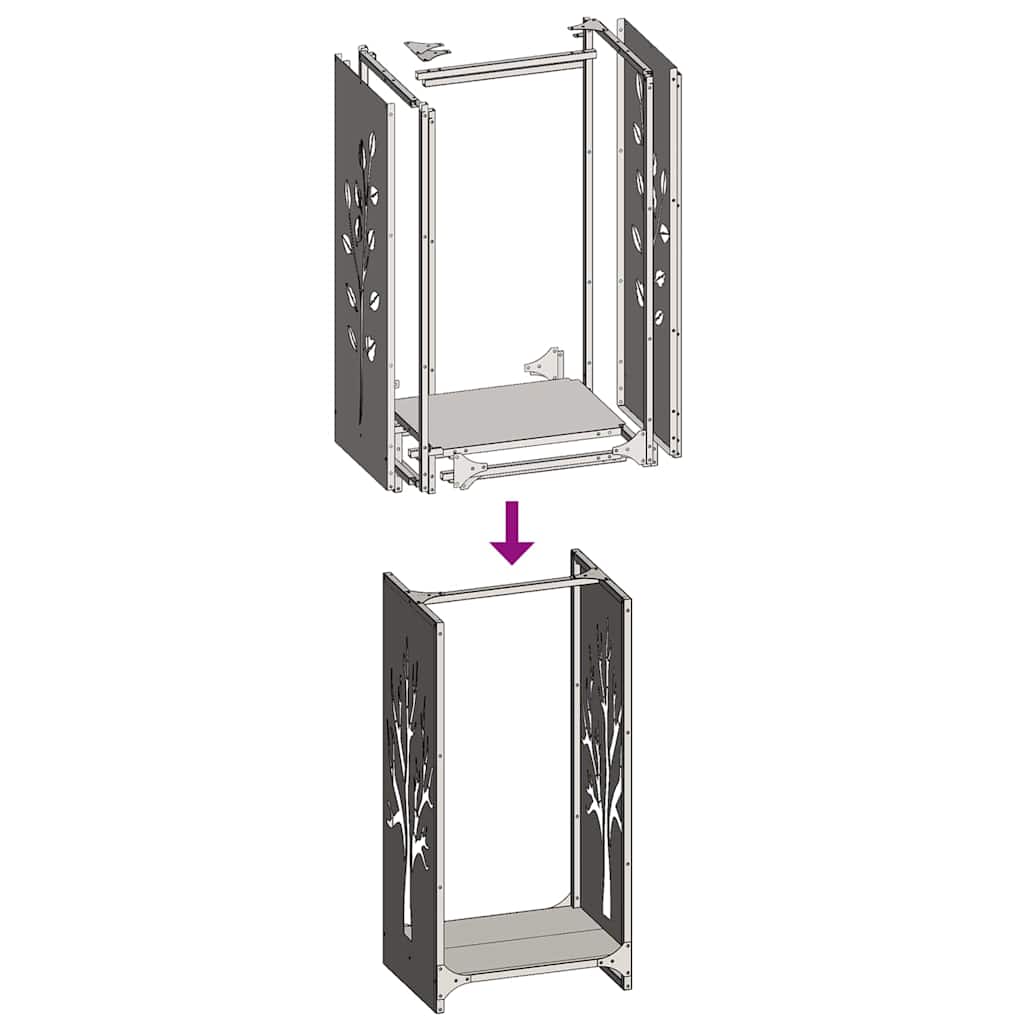 Firewood Rack Black 40x30x80 cm Cold-rolled steel