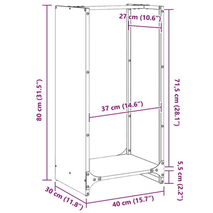 Firewood Rack Black 40x30x80 cm Cold-rolled steel