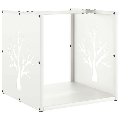 Firewood Rack White 40x40x40 cm Cold-rolled steel