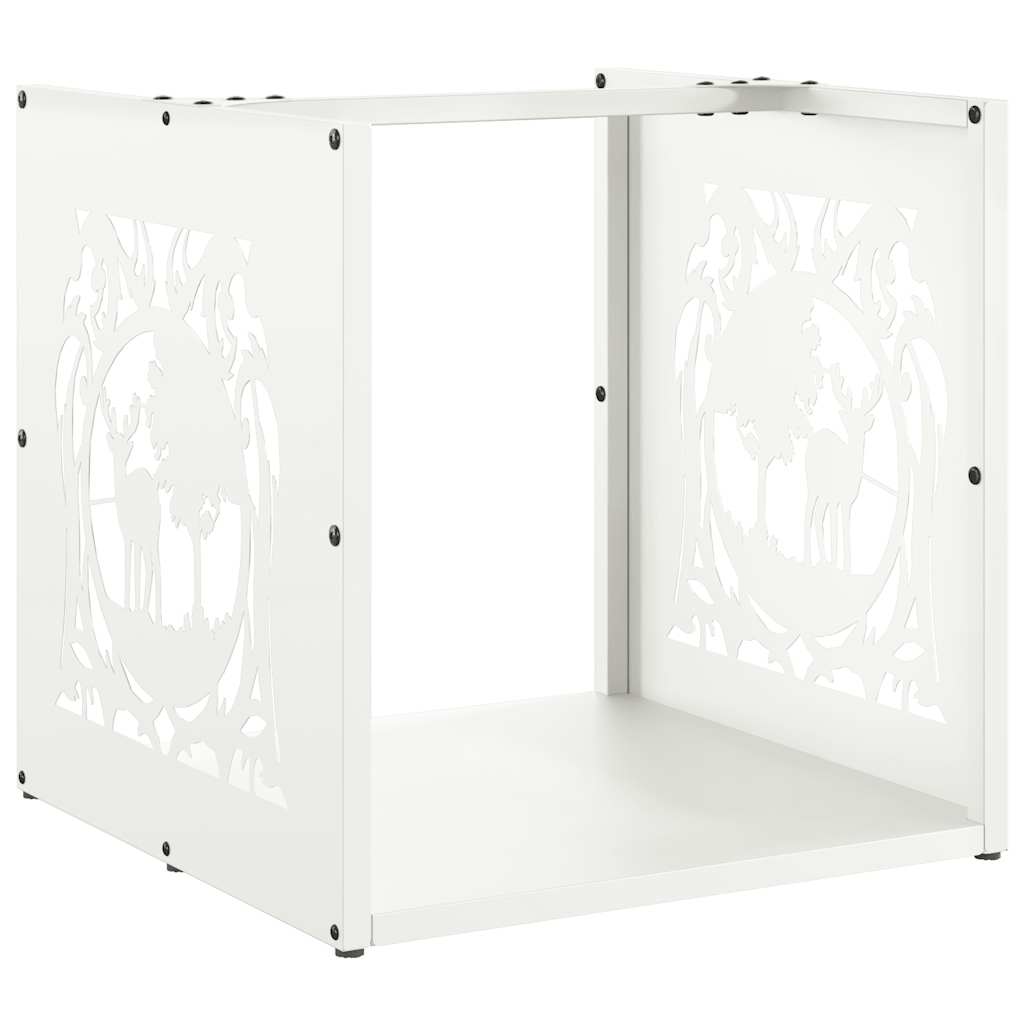 Firewood Rack White 40x40x40 cm Cold-rolled steel