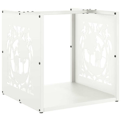 Firewood Rack White 40x40x40 cm Cold-rolled steel