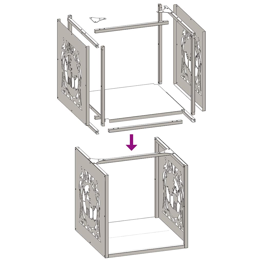 Firewood Rack White 40x40x40 cm Cold-rolled steel