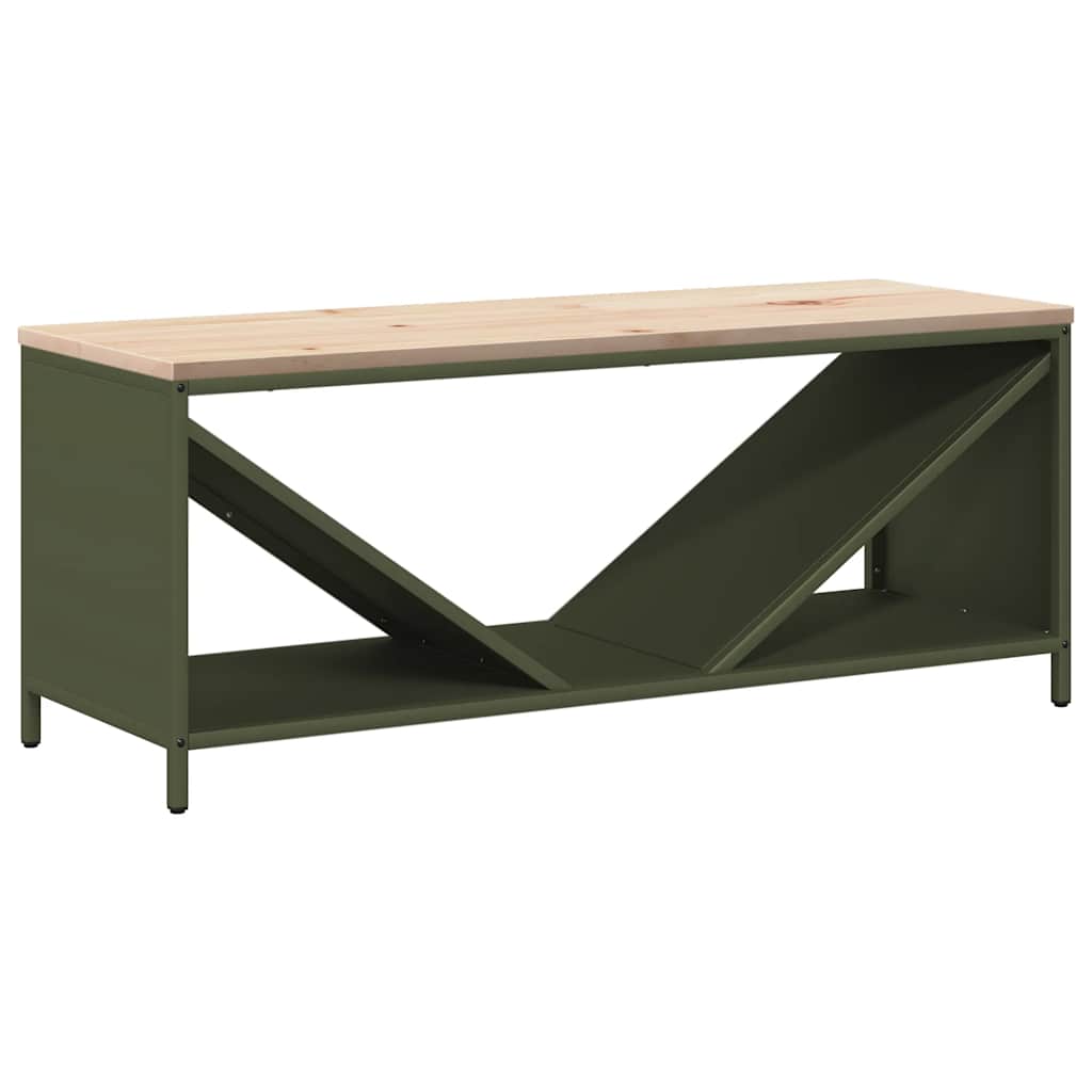 Firewood Rack with Wooden Top Olive Green 100.5x35.5x40 cm