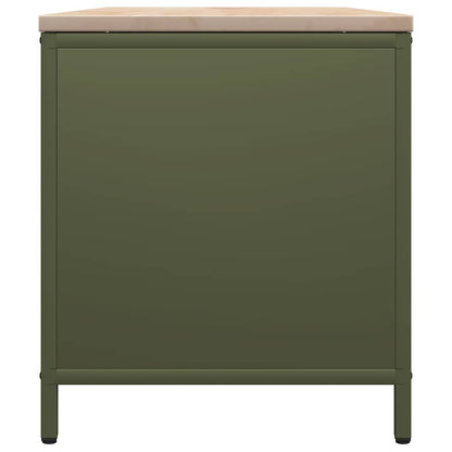 Firewood Rack with Wooden Top Olive Green 100.5x35.5x40 cm