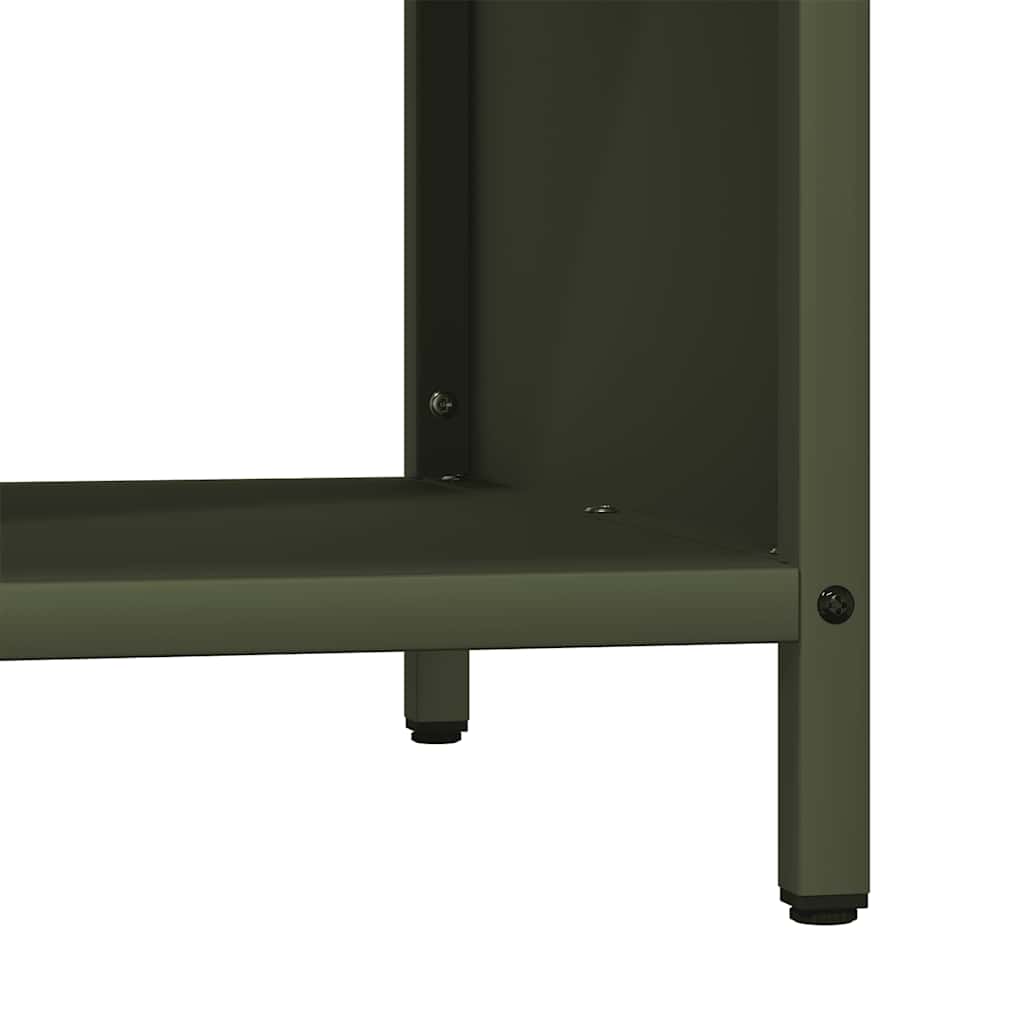 Firewood Rack with Wooden Top Olive Green 100.5x35.5x40 cm