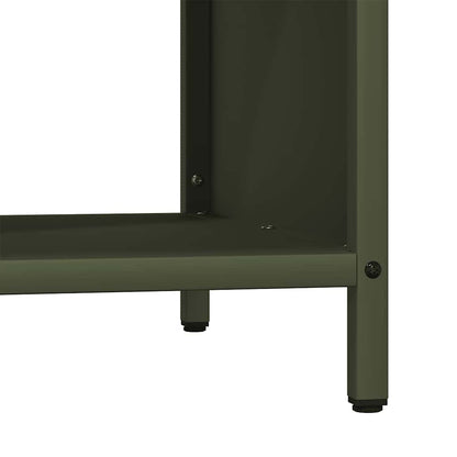 Firewood Rack with Wooden Top Olive Green 100.5x35.5x40 cm