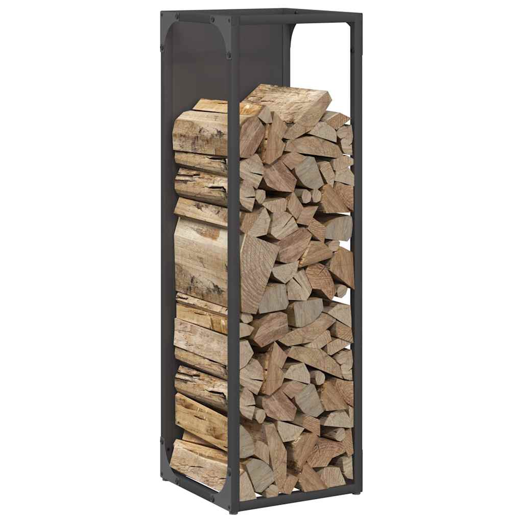 Firewood Rack Black 25x25x80 cm Cold-rolled steel