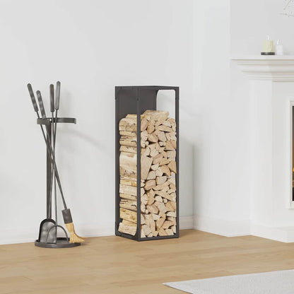 Firewood Rack Black 25x25x80 cm Cold-rolled steel