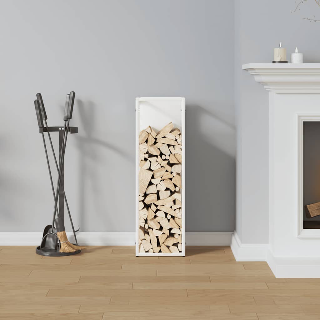 Firewood Rack White 25x25x80 cm Cold-rolled steel
