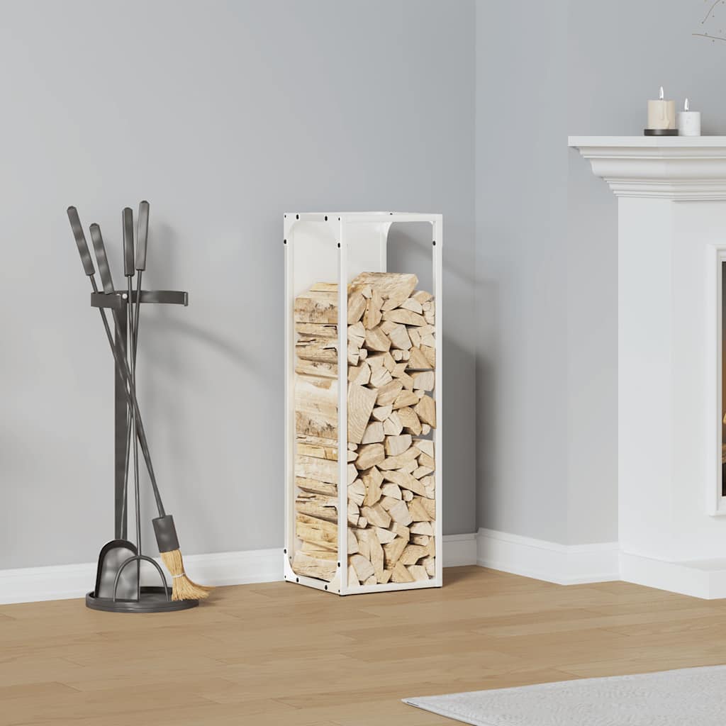 Firewood Rack White 25x25x80 cm Cold-rolled steel