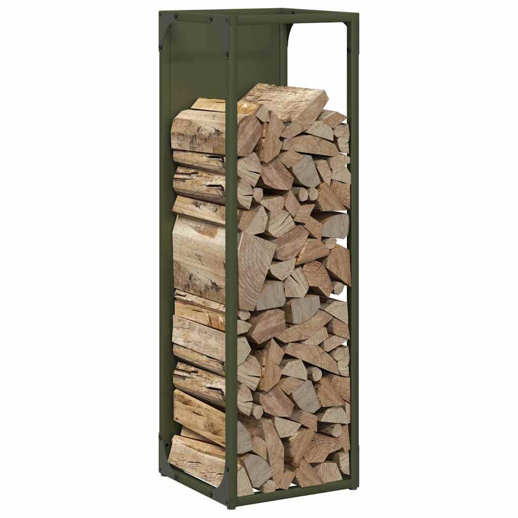 Firewood Rack Olive Green 25x25x80 cm Cold-rolled steel