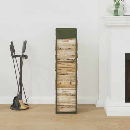 Firewood Rack Olive Green 25x25x100 cm Cold-rolled steel