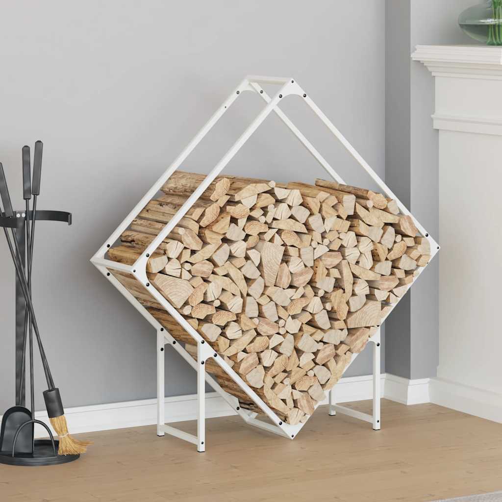 Firewood Rack White 100x25x100 cm Cold-rolled steel