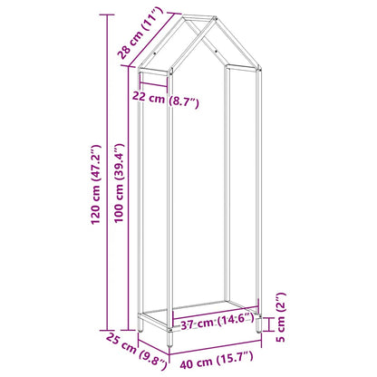 Firewood Rack Olive Green 40x25x120 cm Cold-rolled steel