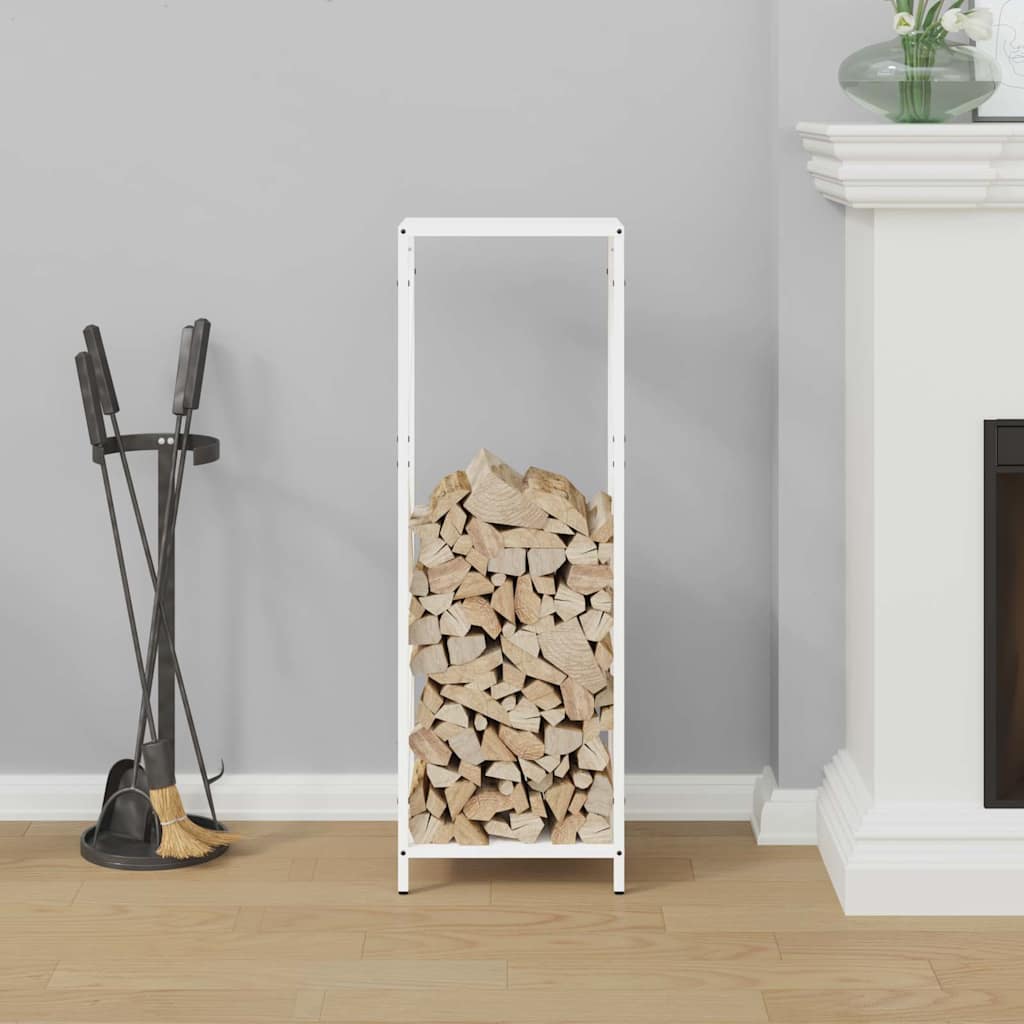 Firewood Rack White 34x25x100 cm Cold-rolled steel