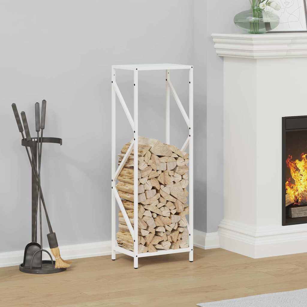 Firewood Rack White 34x25x100 cm Cold-rolled steel