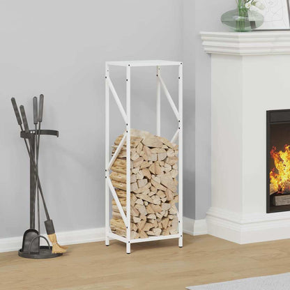 Firewood Rack White 34x25x100 cm Cold-rolled steel