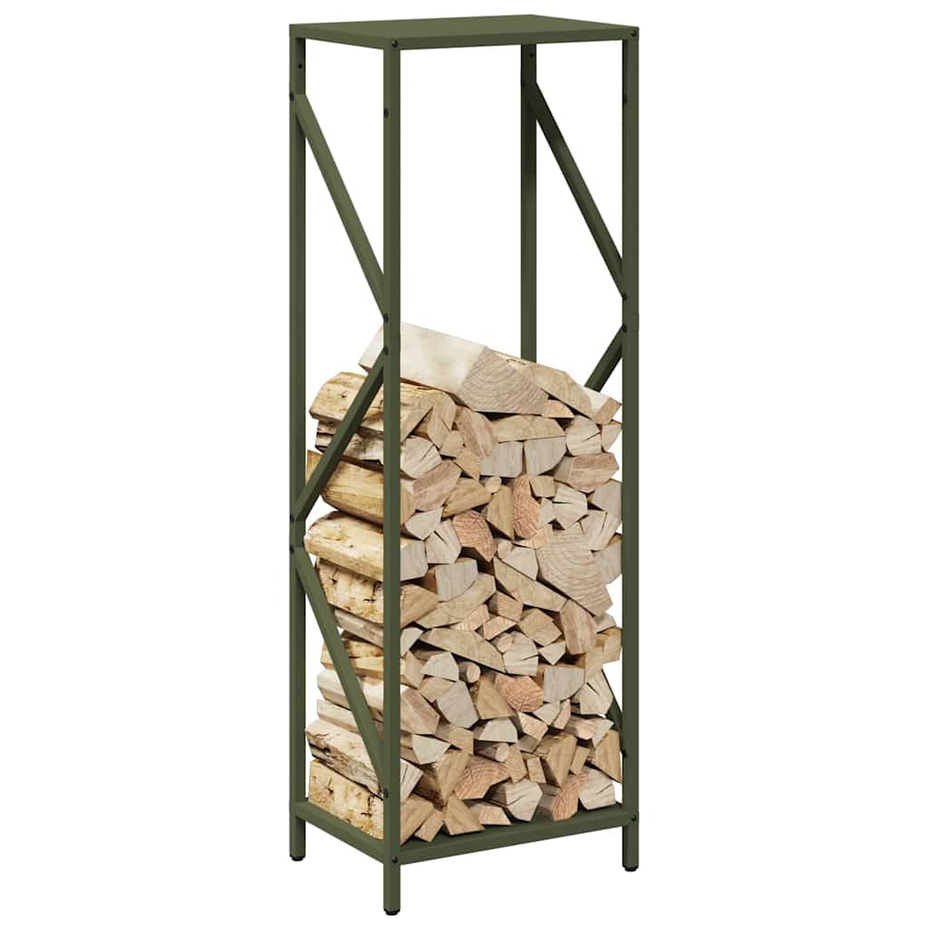 Firewood Rack Olive Green 34x25x100 cm Cold-rolled steel