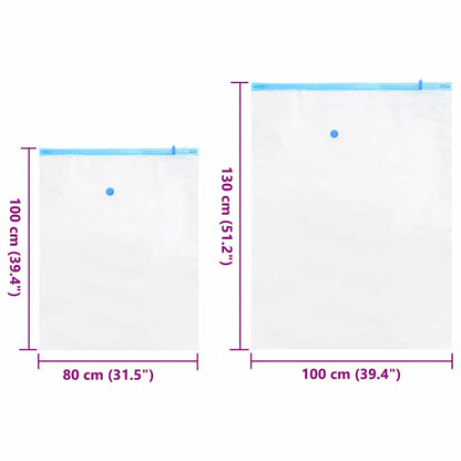 Storage Bags 5 pcs Transparent and Blue 130 x 100 cm