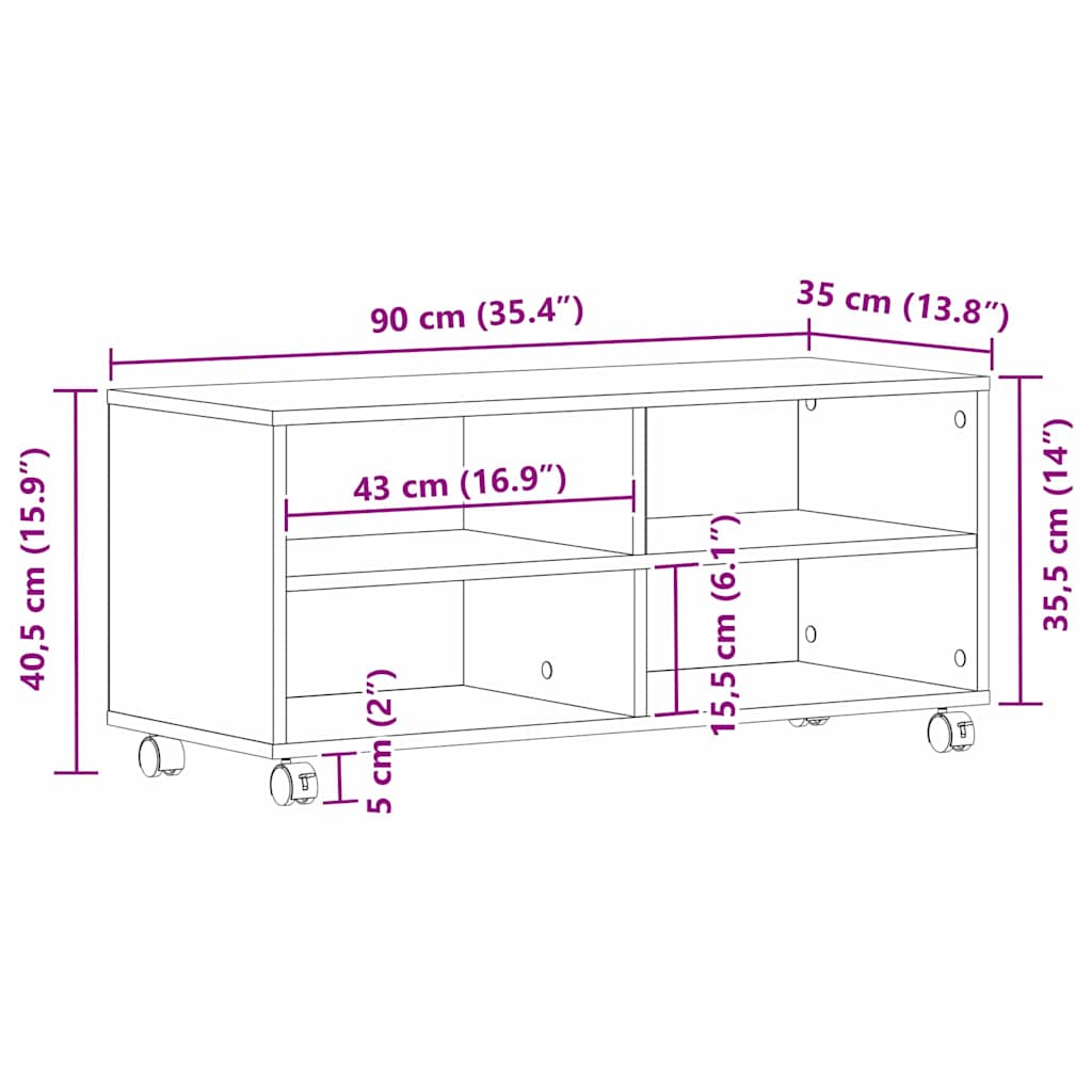 TV Cabinet Brown 90 x 35 x 40.5 cm Engineered wood