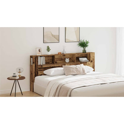 Headboard Cabinet with Shelf Old Wood 220 x 18.5 x 102.5 cm