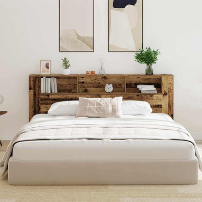 Headboard Cabinet with Shelf Old Wood 220 x 18.5 x 102.5 cm