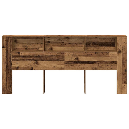 Headboard Cabinet with Shelf Old Wood 220 x 18.5 x 102.5 cm